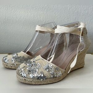 NEW Saks Fifth Avenue size 9 espadrilles wedges sequin never worn!